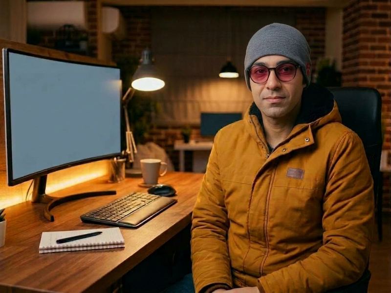 Masood Ahmad, software solutions architect in Örebro, at his desk